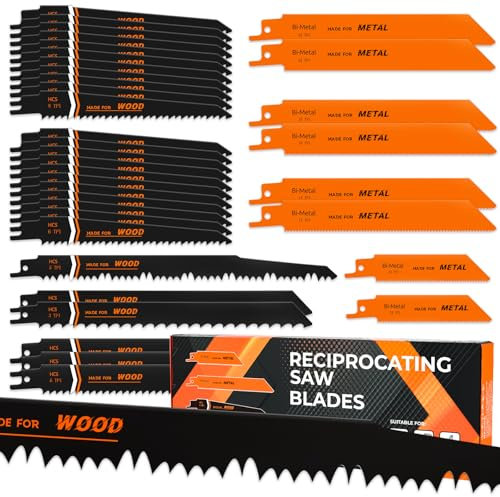 Philtool Säbelsägeblätter Set 36 Stück, Sägeblätter säbelsäge aus Hartmetallstahl und Bimetall zum Schneiden für Holz & Metall & Kunststoff，Säbelsägeblätter mit Aufbewahrungstasche-Universalsägen