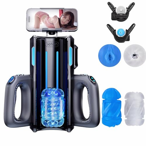 Leten Cannon King Pro Masturbadores Masculino, Auto Stroker Masturbador Pene Hombre Automatico Electronico Juguetes Sexuales con 10 Telescopica + 2 Manga Silicona (1*Vagina,1*Ano) Manos Libres Sex Toy