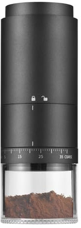 Irishom Tragbare Kaffeemühle mit 38 Mahleinstellungen, digitaler Leistungsanzeige, 5-Klingen-Keramik-Kegelmahlwerk, Ein-Knopf-Start und automatischer Stopp, tragbare elektrische Espressomühle