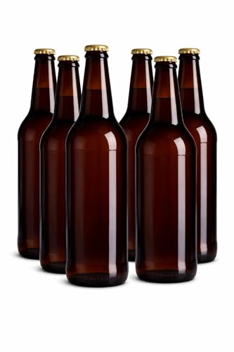 made in home Lot – Bouteilles de bière de 500 ml + bouchons dorés de 26 mm (8)