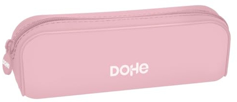 Dohe - Enkelt pennfodral i silikon - 1 fack med blixtlås, rektangulärt multifunktions pennfodral, Soft Touch, mäter 20x6x8 cm - SERENITY Pink