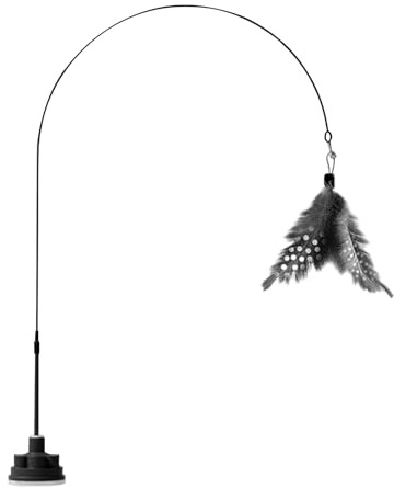 Cat Teaser Wand, Cat Wand Toy - Feather Stick med Bell | Interaktiv kattunge leksakens oförstörbara husdjursmaterial med sugkopp för utomhus inomhus