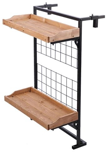 Portavaso da fiori a 2 ripiani, portavaso da appendere alla ringhiera, organizer regolabile per esporre fiori da balcone, scaffale decorativo per piante da recinzione per patio, veranda, giardino