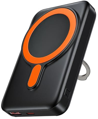 MAOMAOCON Power Bank 12000mAh 22.5W Fast Charging Portable Charger Wireless PowerBank with LCD Display Small USB-C Battery Pack with for iPhone 16/15/14/13/12 Pro/Pro Max (orange)