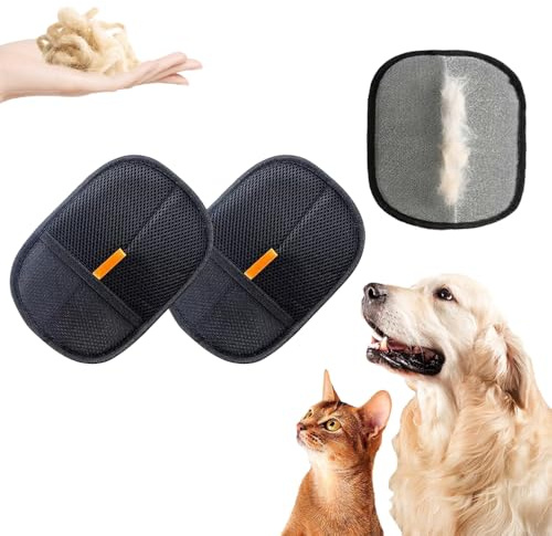 POWOMAO 2PCS Pets Hair Removal Gloves, Electrostatic Pet Hair Remover Glove, Washable Double-Sided Dog Grooming Gloves, Reusable Cat & Dog Hair Remover,For Pets Carpet Bed Couch Sheets Clothes