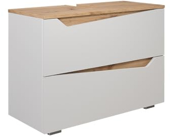 Vicco Mueble bajo Lavabo Marelle, Blanco/Artesano, 80 x 57.5 cm con 2 cajones, Apto para instalación Debajo de lavabos estándar