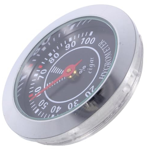 BELLIFFY Mechanical Analog Hygrometer Gauge 38mm for Cigar Humidor Box, Black Round Mechanical Humidity Meter, Battery-Free Cigar Humidor Accessory for Home and Instrument Cases