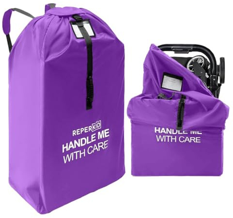 reperkid Large Stroller Bag for Airplane Travel, Purple, 47 H x 24 W x 15 D, Fits Most Large, Single, Double, Jogging Strollers – Premium Waterproof Cover, Adjustable Shoulder Straps
