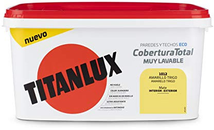 Titanlux - Pintura Plástica Cobertura Total Cubeta 4L (1012 Amarillo Trigo)