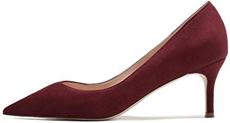 EDEFS Donna Décolleté Classiche a Punta, Tacco Gattino alla Moda, Scarpe da Vestire Ufficio Eleganti, Camoscio Vino Taglia EU38