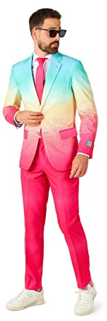 OppoSuits Herrenanzug - Funky Faded Rainbow - Pink, Blau, Gelb - Partykostüm-Outfit