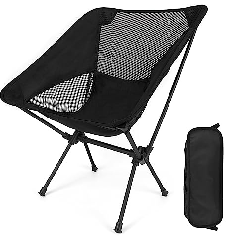 Diealles Shine Silla Plegable Camping, Silla Plegable Ultraligera Compacta Portátil con Bolsa de Almacenamiento portátil, Ligera para Jardín, Playa, Pesca, Camping, Viajes, Senderismo-Negro…