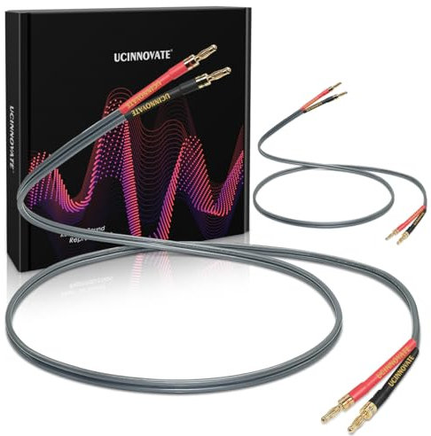 2 Pack 12AWG 4m High-End HIFI OFC Lautsprecherkabel mit Bananensteckern, 1 Paar Bi-Wire Cold Welding Oxygen Free Copper Speaker Wire Kabel mit 4mm vergoldeten Bananensteckern für Audio Home Theater