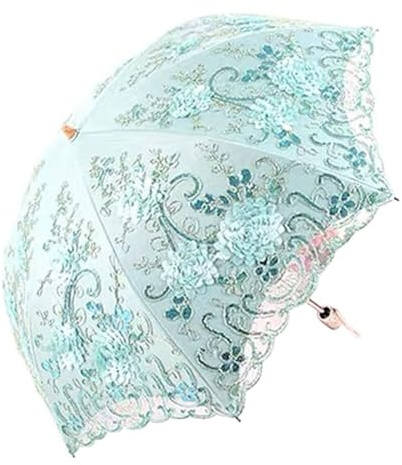 Uposao Ladies Embroidered Lace Parasol Umbrella Anti-UV Protection Sun Shade UPF 50+ Lightweight and Portable Folding Umbrella