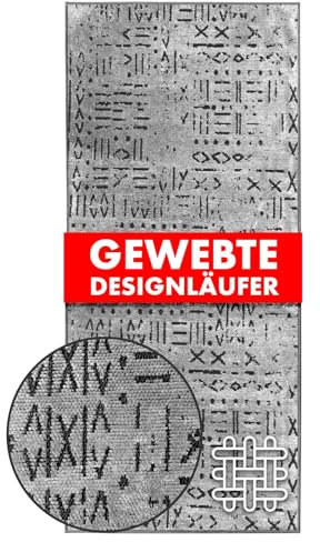 KARAT Vena - Alfombra de pasillo tejida con diseño, 80 x 400 cm, color plata, alfombra de algodón mullida, para cocina, pasillo y salón, pasillo