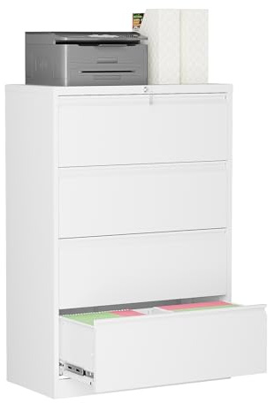 Sightlife Hängeregisterschrank Doppelbahnig Abschließbar, Hängemappenschrank Aktenschrank mit 4 Schubladen Metallschrank Stahlschrank Ordnerschrank Büroschrank Breit Schubladenschrank für A4, Legal