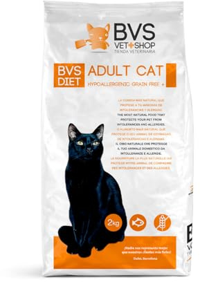 BVS Vet Shop | Adult Cat Hypoallergenic Grain Free para Gatos | Sin Cereales para Gatos Adultos con intolerancias o alergias alimentarias a Partir de los 4 Meses | 6 Kg