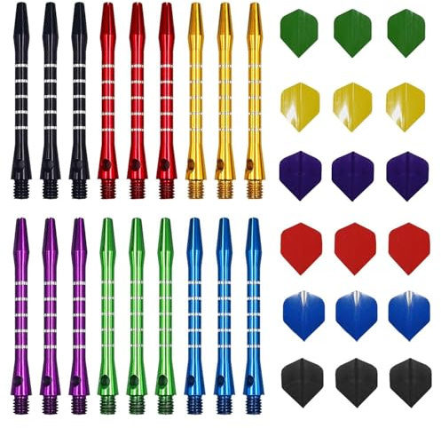 YSJCHEBS 18 Tiges De Fléchettes en Aluminium Et 18 Feuilles De Fléchettes, Accessoires De Fléchettes, Matériaux De Fléchettes DIY, Accessoires pour Les Amateurs De Fléchettes