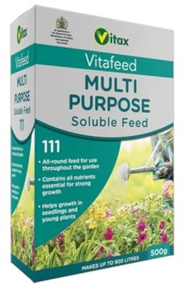 Vitax Multipurpose Soluble Feed Vitafeed Balanced Formula with Nitrogen, Phosphate & Potash for Flowers, Fruits, Vegetables & Lawns | Promoting strong, healthy growth–500g