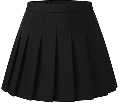 TEMIRA Girls Pleated School Skirts with Elastic High Waist 12-13,Black