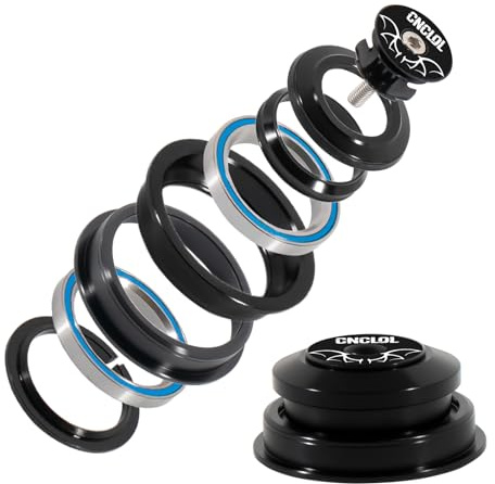 CNCLOL Dirección de Bicicleta 1 1/8, Juego de Dirección 34mm/44mm/41.8-52mm/44-55mm/44-56mm, Rodamiento Dirección MTB/BMX, Semi Integrada, con Rodamientos Sellados.