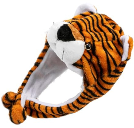 HONITANO Cappello Elastico a Forma di Tigre Invernale per Ragazzo Ragazza Marrone in Morbido Peluche per Carnevale e Feste