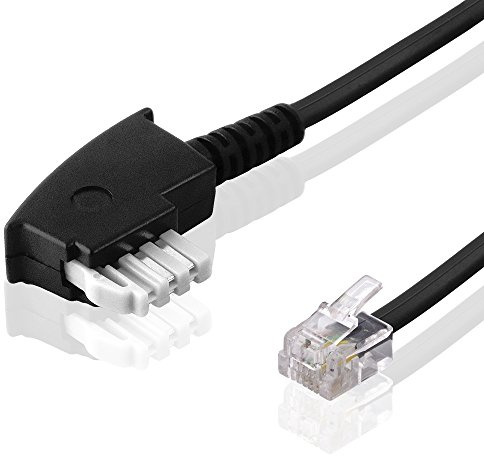 BestPlug 6 Meter Fax-Kabel, TAE-N Stecker auf RJ11 Stecker, Schwarz (verbesserte Ausführung)