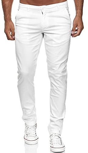 Tazzio Byxor chinos herr slim fit chinos tygbyxor herrbyxor stretch ny 19530, Vit, 36W x 32L