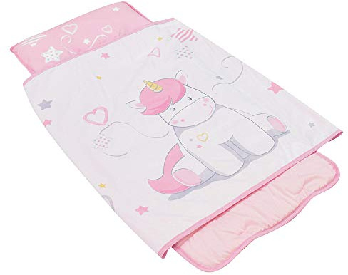Fun House 713180 Licorne Tapis de Sieste/Sac de Couchage, Polyester, Rose, dimension: L.55 x P.121 cm