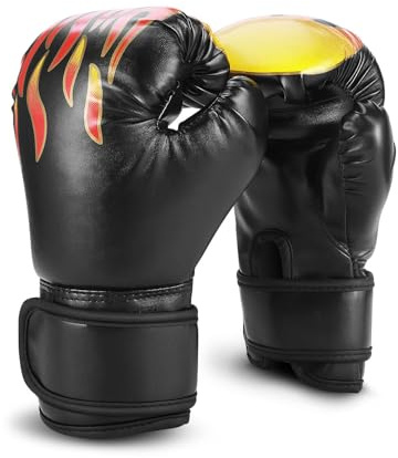 Flexzion Boxing Gloves for Kids 4oz – Black Training Punching Bag Mitts, Kid Boxing Gloves with Faux Leather & Wrap-Around Wrist Protection for Boys & Girls Ages 3-8 Years