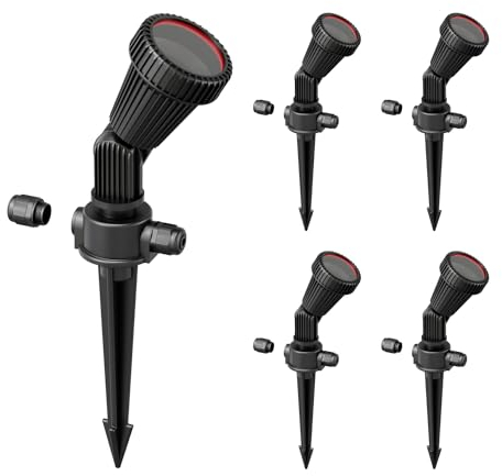 ledscom.de 5 focos de jardín con pincho de suelo PIRK para exteriores, IP44, negro, 1x GU10 máx. 15W