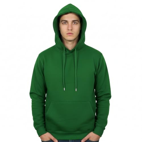A2Z Mens Fleece Hoodie Pullover Hooded Jumper Sweatshirt - Plain Sweatshirt Green M