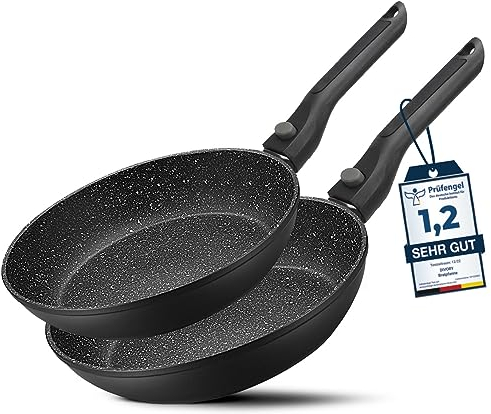 DIVORY Pfannenset 2-teilig Pfanne 24cm, 28cm mit abnehmbaren Griff, Induktion, Antihaft-Beschichtete Bratpfanne hoch - Induktionspfannen Set