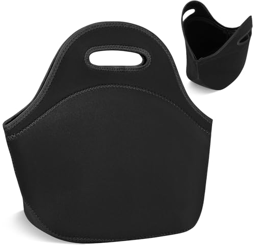 Desing Wish Lunchbox Tasche Neopren Lunchtasche Lunchbag Isoliertas Thermobox Kühltasche Faltbar Thermo Tasche (Schwarz)