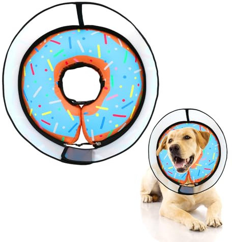 Aufblasbare Halskrause Hund mit Kegel für Hunde & Katzen,Einstellbar Leckschut Hundekragen & Bequem katzenkragen für Genesung nach Operationen oder Wunden (L)