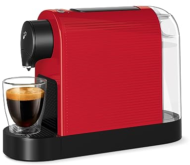 Tchibo Cafissimo „Pure plus“ Kaffeemaschine Kapselmaschine für Caffè Crema, Espresso und Kaffee | 0,8l | 1250 Watt | 11,9 x 33,7 x 24 cm | Rot