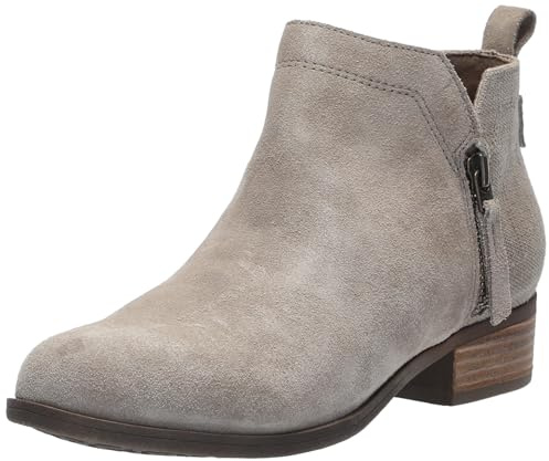 TOMS Women's Dahlia Ankle Boots, Dune Suede/Canvas, 10, Low Heel – Dual Side Zipper Booties for Women