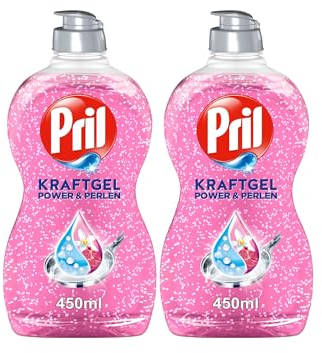 PRIL Kraft Gel Power & Perlen (2x 450 ml), Handgeschirrspülmittel mit hoher Fettlösekraft, für sauberes Geschirr mit brillantem Glanz und Frische-Boost