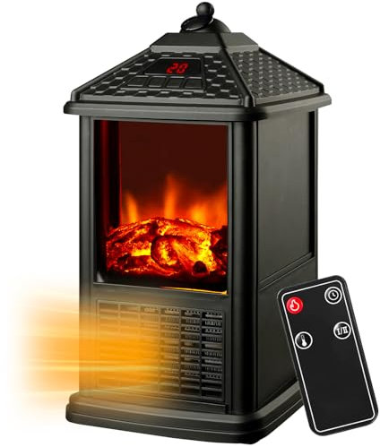 Maison Rouge Caminetto Elettrico da Tavolo con Telecomando per Contollo da Remoto 1000W con Effetto Camino 3D - Controllo della Temperatura per Ogni Esigenza e Timer 12 Ore - 32x18,5x18,5cm