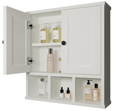 JMJA WPC Bathroom Cabinet Wall Mounted with Adjustable Shelf,Medicine Cabinet Organizer for Bathroom and Laundry, White