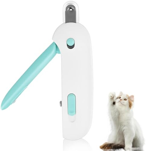 XURJUMI Katze Nagelknipser, Krallenzange für Hunde und Katzen, Edelstahl Katzennagelknipser, Katzennagelschneider, Katzen Krallenschneider, Krallenschere Katzen mit Nagelfeile und Schutz (Himmelblau)