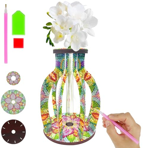 ILYUFO Diamond Art Kits for Adults, DIY Vase Diamond Art, Diamond Painting Kit, Ideal Desktop Ornaments & Thoughtful Female Gifts (Life)
