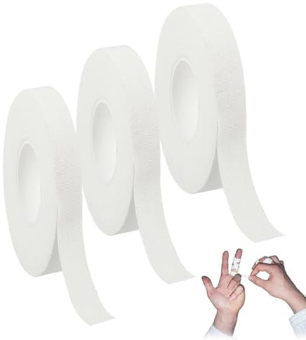3 Rotoli Tape Sportivo con Adesivo extra Forte, Tape Sportivo Anelastico e Ipoallergenico, Nastro per Allenamento con i Pesi, Pallavolo, Boulder, Basket, Pallamano (Bianco)