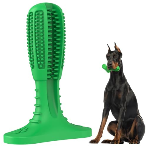 HETOO Juguete para perros para masticar agresivamente, juguete masticable para perros cachorros, limpieza de dientes, juguete para perros de tamaño mediano, barra de lijado de dientes de goma (grande)