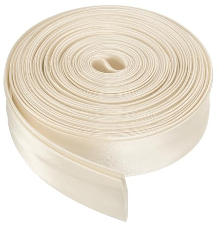 QUARKZMAN Cinta Sesgada Doble Plegada Para Coser 4/5 Pulgada X 5.5 Yardas Cinta De Relleno Continua Preplegada De Satén Para Remates Acabados Uniones Manualidades DIY Beige