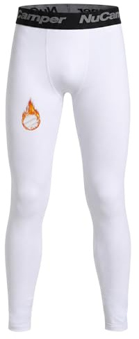 NuCamper Pantalons Thermiques de Compression pour Garçons Collants Thermiques pour Enfants avec Polaire sous-vêtements de Sport pour Jeunes Couche de Base à Séchage Rapide pour Football Basket-Ball