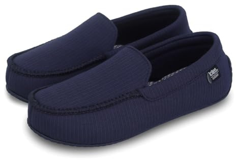 Isotoner® Mens Ribbed Moccasin Slippers, Pillowstep® Cushioning with Memory Foam, Durable Driving Sole, Soft Indoor House Shoes