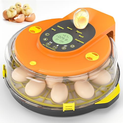 Incubadora Huevos Gallina, Diealles Shine Incubadoras de Huevos Automaticas de 15 Huevos con Volteo Automático de Huevos y Humidificación Automática, Incubadoras con Indicador de Humedad y Temperatura