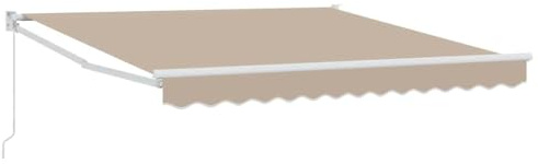 Coespram Tenda da sole retrattile beige, 350 x 250 cm, con braccio articolato manuale, in poliestere e alluminio, tenda da parete per terrazza e giardino, stabile protezione solare per esterni