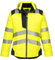 Portwest T400 Men's PW3 Lightweight Hi Vis Hooded Work Jacket Reflective Full Zip Safety Utility Quilt Lined Waterproof Workwear Yellow/Black, Medium